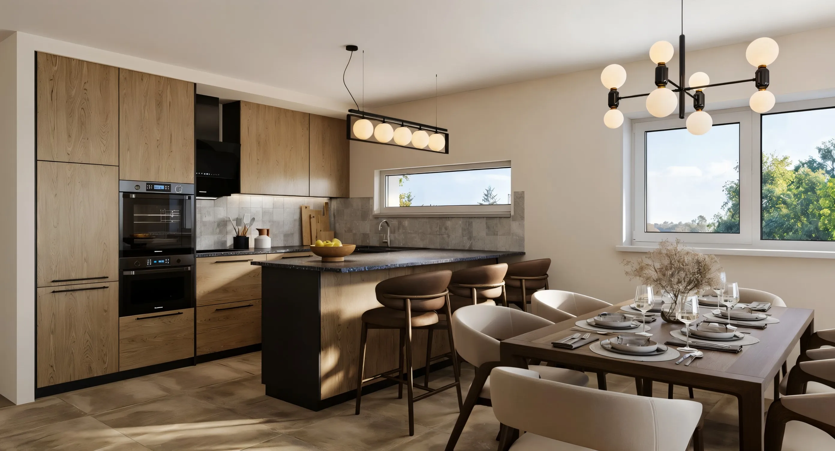 B23 — la cuisine-séjour de 50 m² au dernier étage